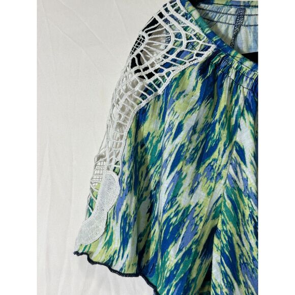 New York Laundry Women's Lace Cold Shoulder Button Up Abstract Blouse Size 1X - Picture 2 of 5